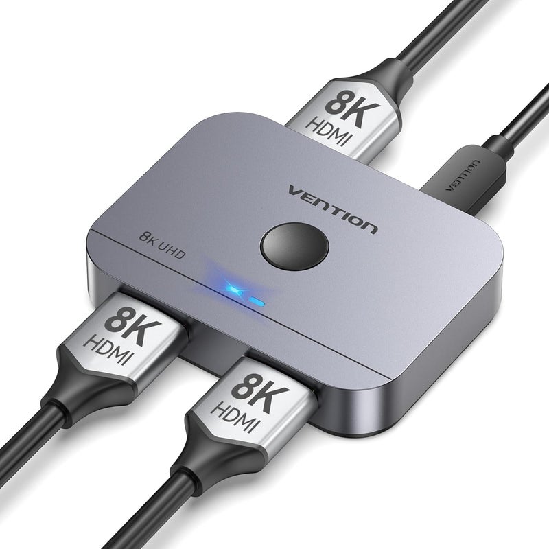 VENTION 8K HDMI Switch 2 in 1 Out, HDMI Switch 4K 120Hz with LED Indicators/HDMI 2.1 Switch/HDMI 2 in 1 Out Switcher Support 8K 4K 3D HDR for Xbox PS5/4/3 Blu-Ray TV/Player/Laptop PC - Image 1